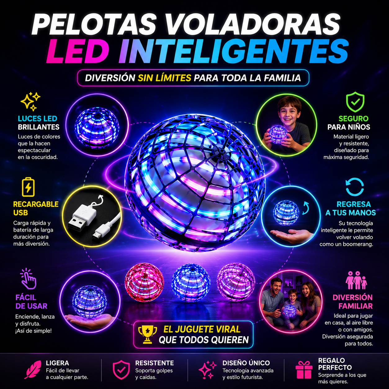 FlyNova: Pelotas Voladoras LED Inteligentes - Imagen 2
