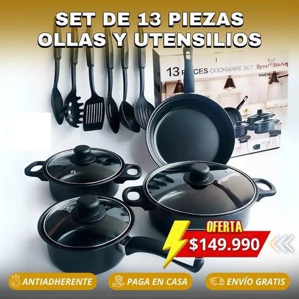 CasaChef – Ollas Negras 13 Piezas de Alta Calidad - 1