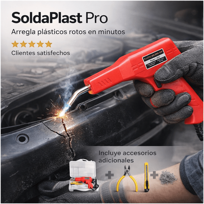 SoldaPlast Pro: (Soldador Plastico-Corta Frio-Bisturi-Caja Portable)+250 Grapas - 1