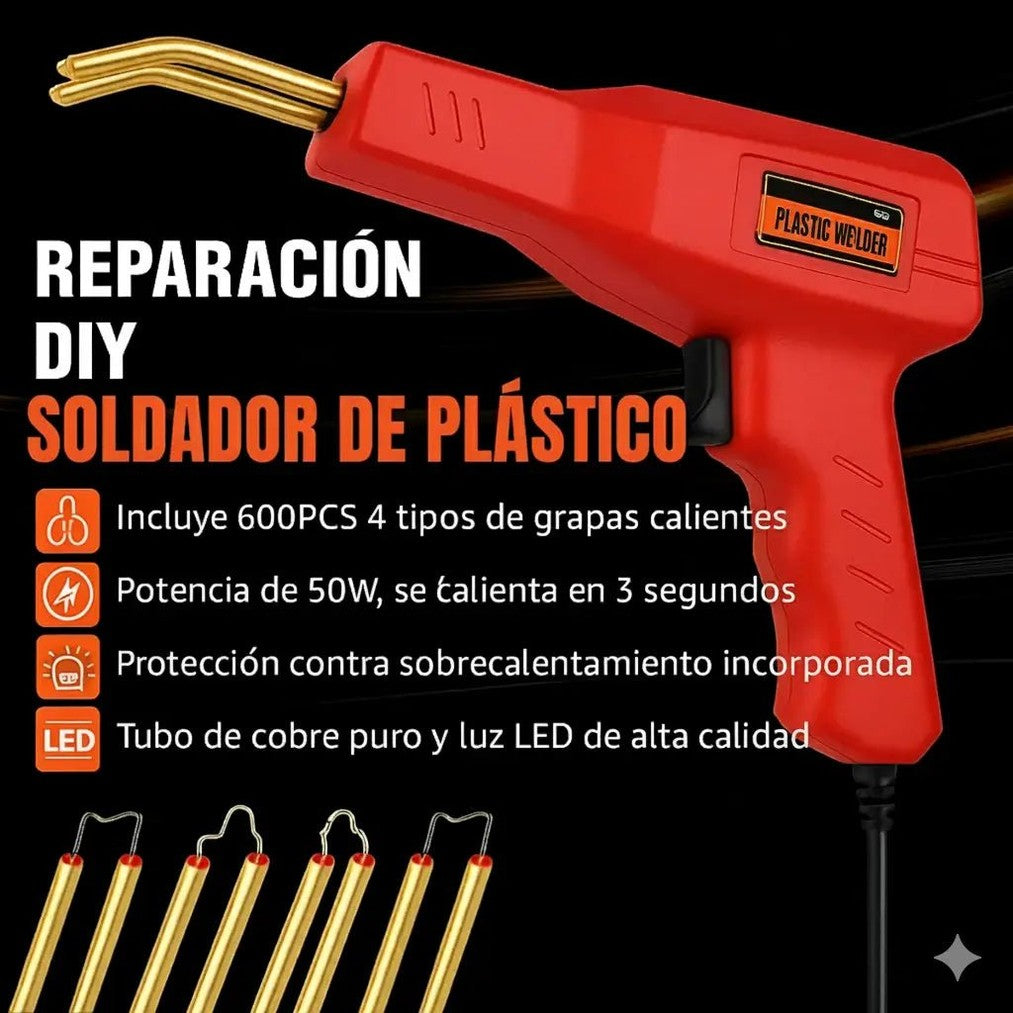 SoldaPlast Pro: (Soldador Plastico-Corta Frio-Bisturi-Caja Portable)+250 Grapas - 2