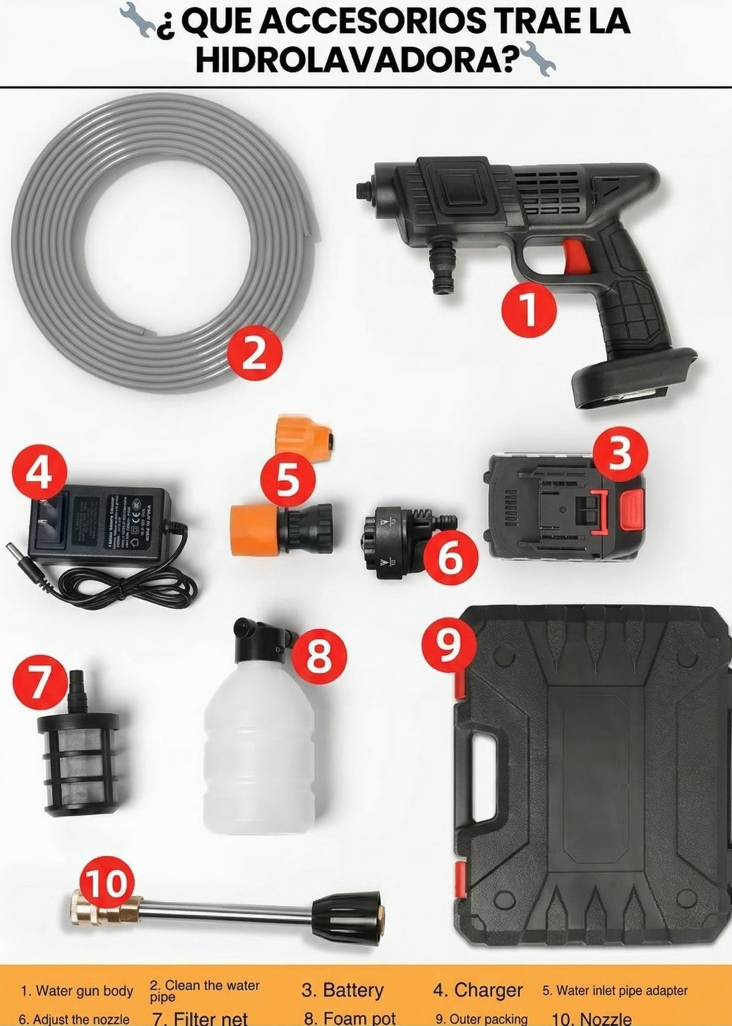 💦COMBO HIDROLAVADORA 10 ACCESORIOS + ASPIRADORA 3 EN 1 - 3