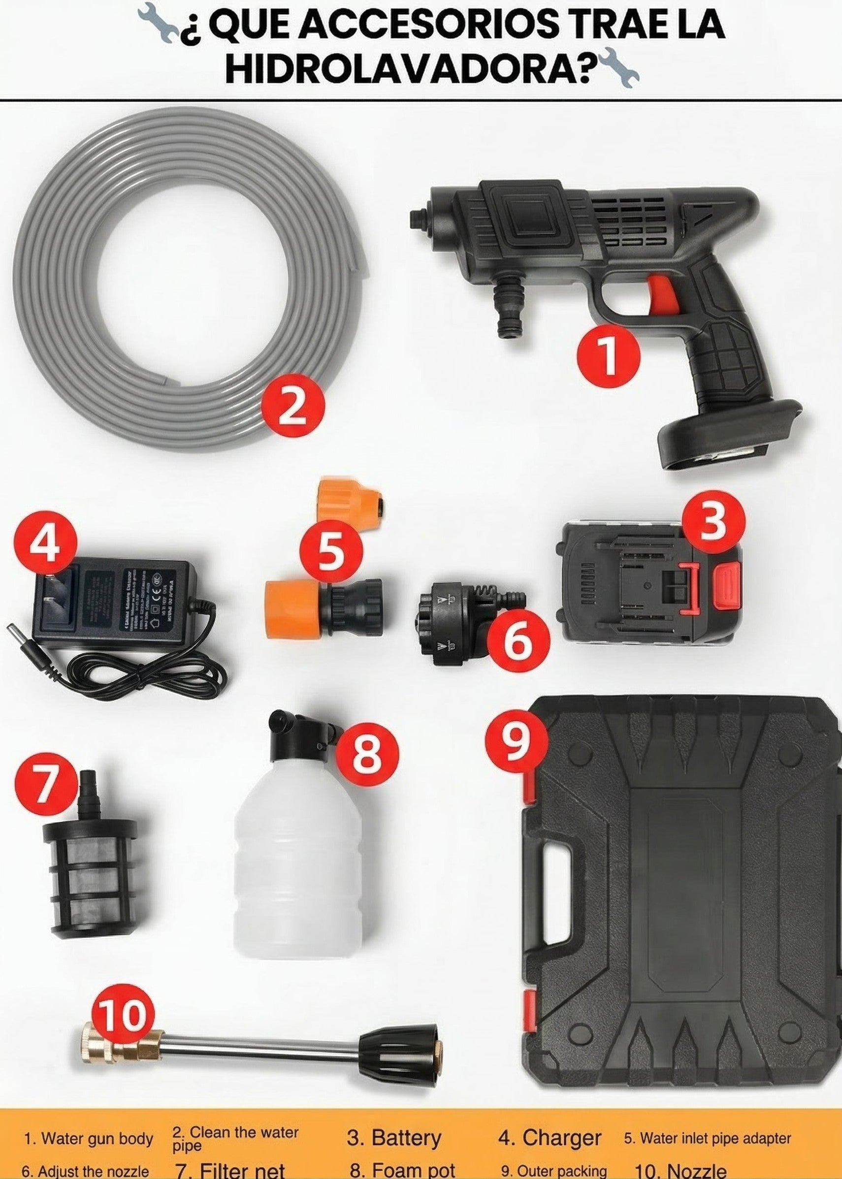 💦COMBO HIDROLAVADORA 10 ACCESORIOS + ASPIRADORA 3 EN 1 - 3